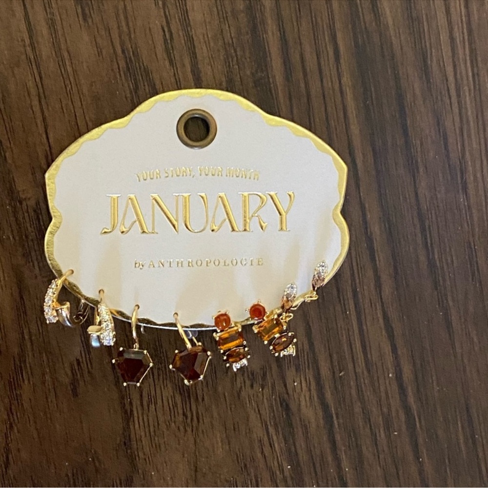 Anthropologie Garnet and Gold Earring Set - Picture 11 of 14